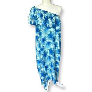 Vineyard Vines Electric Palm One Shoulder High Low Maxi Dress Size 8